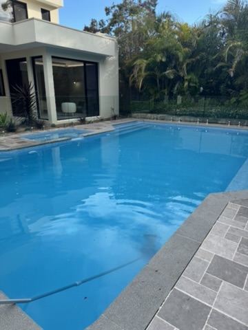 Same pool crystal clear and blue after treatment