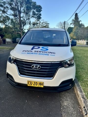 PS Pool Servicing North Shore service van, front view